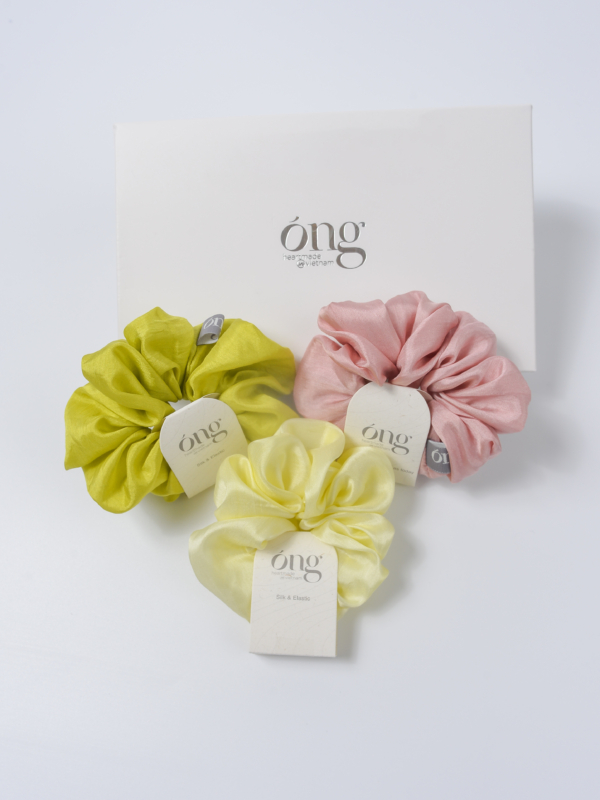 Set 3 buộc tóc lụa tơ tằm bản bồng bềnh