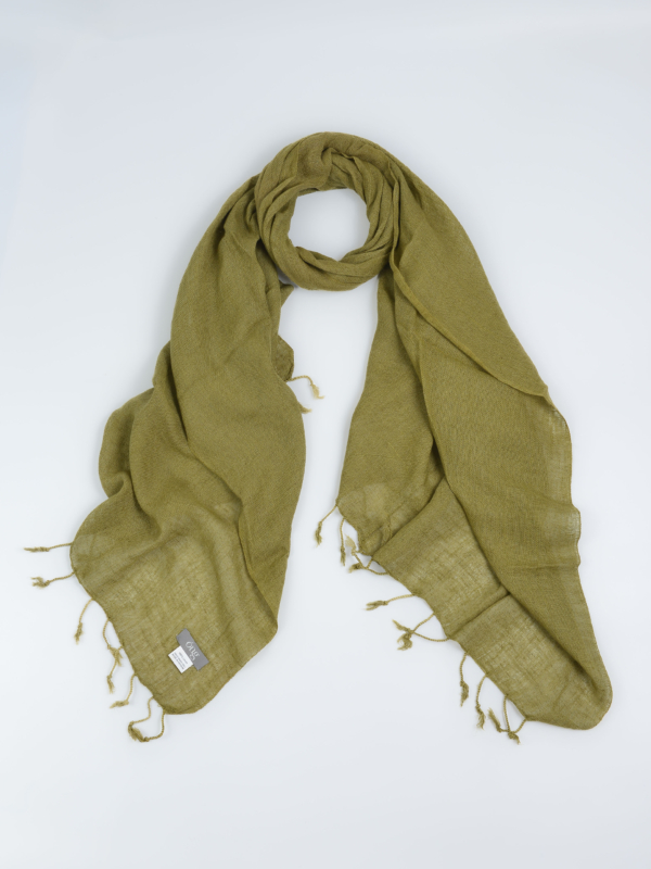 Khăn choàng dài 100% linen tự nhiên màu Moss
