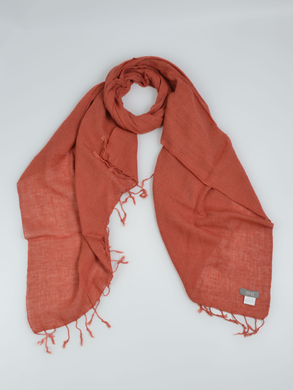 Khăn choàng dài 100% linen tự nhiên Terra Cotta