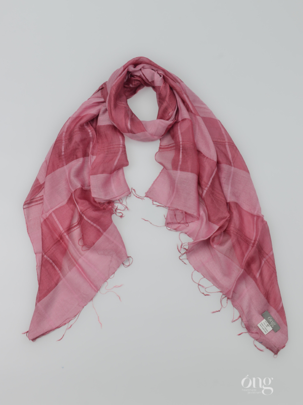 Khăn quàng cổ Silk & Linen thoáng mát Hồng Mận