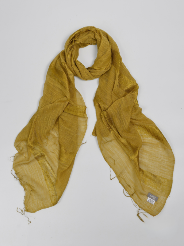 Khăn quàng cổ Silk & Cotton mềm mịn óng nhẹ Vàng đồng