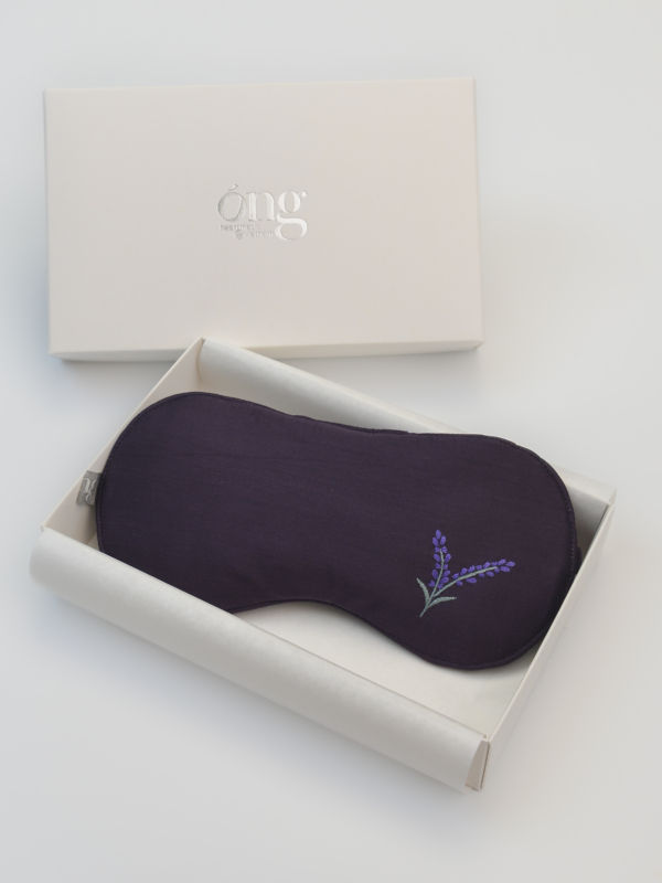Bịt mắt ngủ lụa thêu  Hoa Lavender Tím Huế